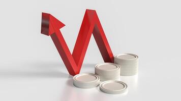 The Arrow up and coins for Business concept 3d rendering. photo