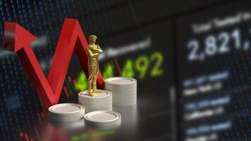 The Arrow up and coins for Business concept 3d rendering. photo