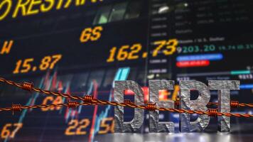 The Debt and barbed wire for Business concept 3d rendering. photo