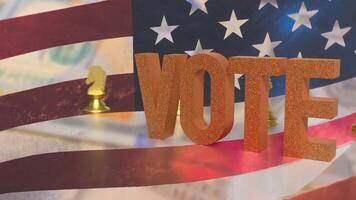 The vote text and chess on usa flag image 3d rendering. photo