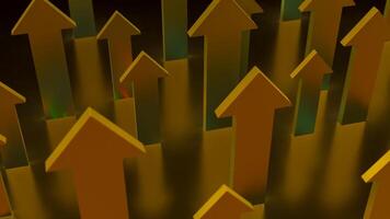 The Gold arrow up on black background for Business concept 3d rendering. photo