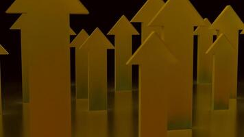 The Gold arrow up on black background for Business concept 3d rendering. photo