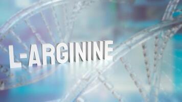 The l arginine text on DNA background for medical and sci concept 3d rendering. photo