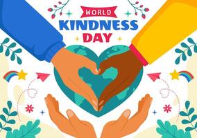 World Kindness Day Illustration with Heart and Planet on a Flat Style Background vector
