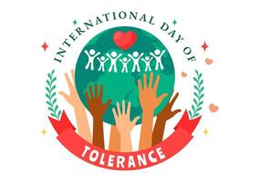 Tolerance and Unity Celebration Art with Multicultural Hands in Flat Background vector