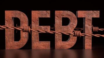 The Debt and barbed wire for Business concept 3d rendering. photo