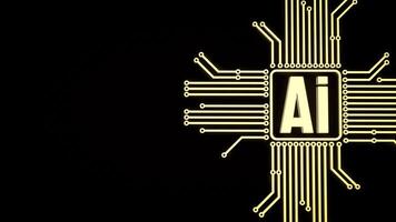 The gold ai text and electric logic on black background for technology concept 3d rendering. photo