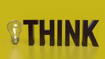 The Think text and Light Bulb for idea or creative concept 3d rendering. photo