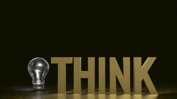 The Think text and Light Bulb for idea or creative concept 3d rendering. photo