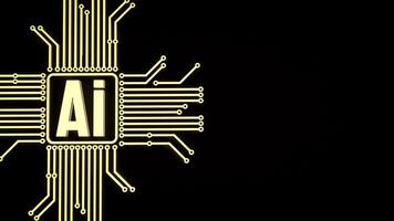 The gold ai text and electric logic on black background for technology concept 3d rendering. photo