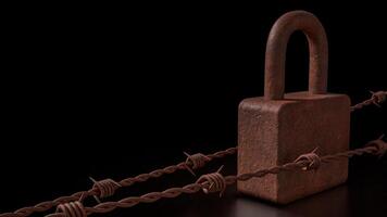 The Rusty lock for Cybersecurity or technology concept 3d rendering. photo