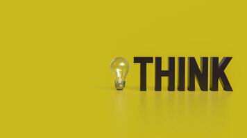 The Think text and Light Bulb for idea or creative concept 3d rendering. photo