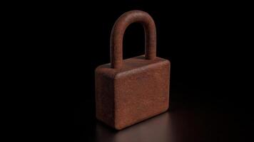 The Rusty lock for Cybersecurity or technology concept 3d rendering. photo