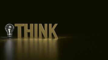 The Think text and Light Bulb for idea or creative concept 3d rendering. photo