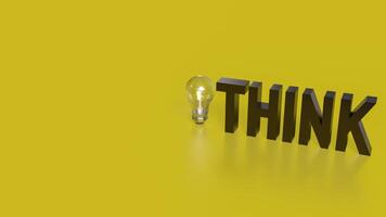 The Think text and Light Bulb for idea or creative concept 3d rendering. photo
