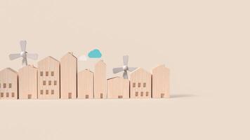 The city and windmill for eco power concept 3d rendering photo