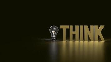 The Think text and Light Bulb for idea or creative concept 3d rendering. photo