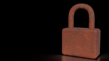 The Rusty lock for Cybersecurity or technology concept 3d rendering. photo