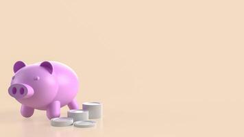 The piggy bank and coins for earn or saving concept 3d rendering. photo