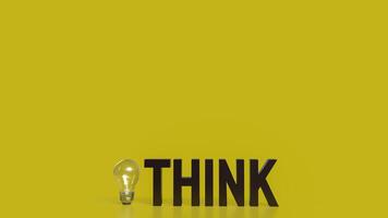 The Think text and Light Bulb for idea or creative concept 3d rendering. photo