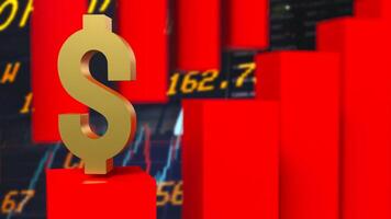 The red dollar symbol on Business background 3d rendering. photo