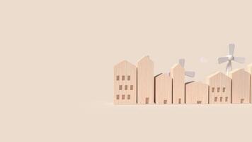 The city and windmill for eco power concept 3d rendering photo