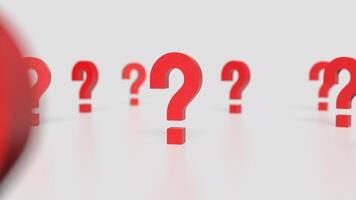 The red question mark on white background 3d rendering. photo