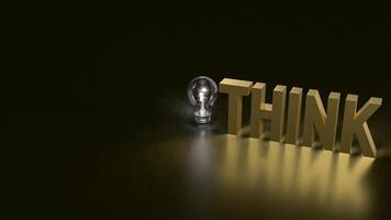 The Think text and Light Bulb for idea or creative concept 3d rendering. photo