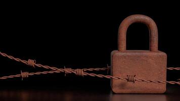 The Rusty lock for Cybersecurity or technology concept 3d rendering. photo
