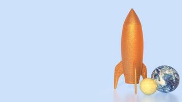 The rocket and earth for world science day concept 3d rendering. photo