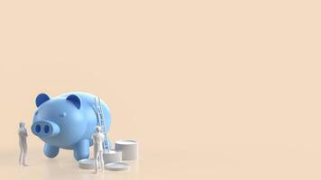 The piggy bank and coins for earn or saving concept 3d rendering. photo