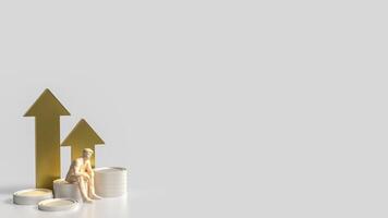 The man siting on coins for business concept 3d rendering. photo