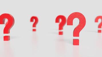The red question mark on white background 3d rendering. photo