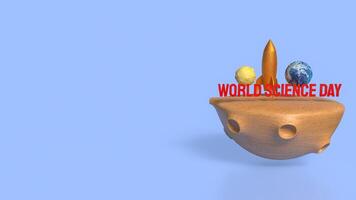 The rocket and earth for world science day concept 3d rendering. photo