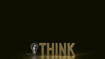 The Think text and Light Bulb for idea or creative concept 3d rendering. photo