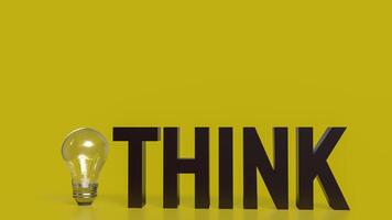 The Think text and Light Bulb for idea or creative concept 3d rendering. photo