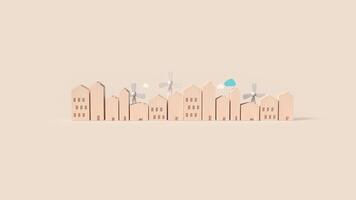 The city and windmill for eco power concept 3d rendering photo