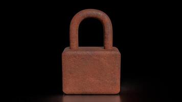 The Rusty lock for Cybersecurity or technology concept 3d rendering. photo