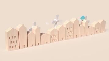 The city and windmill for eco power concept 3d rendering photo