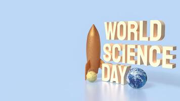 The rocket and earth for world science day concept 3d rendering. photo