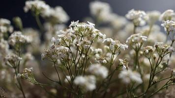 Delicate Gypsophila Flowers In Soft Light Macro photo