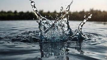 Water Droplet Splashing and Creating a Beautiful Pattern on the Surface of the Water photo