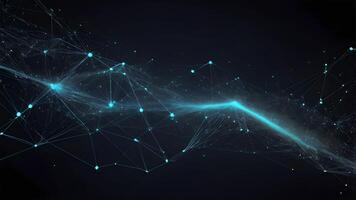 Abstract Network Connection with Blue Lines and Dots on Dark Background photo