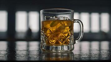 Refreshing Drink in a Crystal Mug on a Table Top photo