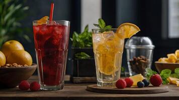Two Refreshing Drinks with Citrus and Berries, Perfect for a Summer Gathering photo