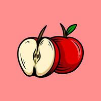 two apples drawing coloring line art style sketch classic vintage design illustration vector
