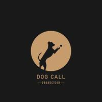 a black background with a dog on the front and the words call vector