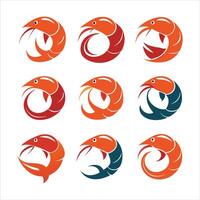Set of shrimp illustration eps file vector