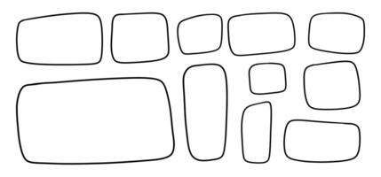 A series of horizontal comic strip panels, empty hand-drawn boxes, simple style. vector