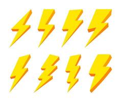 yellow thunder icon 3d, thunder sticker, thunder icon symbol vector